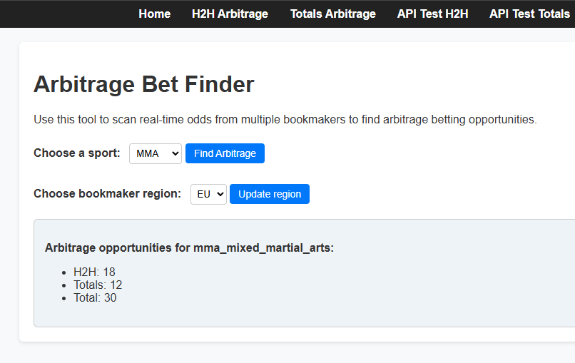 Arbitrage Bet Finder